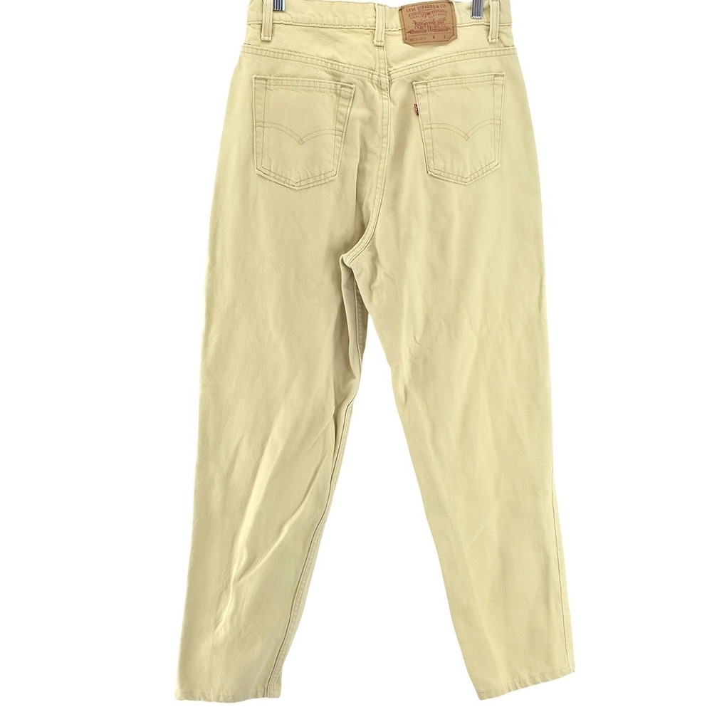 Levis Vintage 90s Tapered Jeans Women 12 M Sand Tan High Waisted Made in USA 550 - Picture 3 of 15